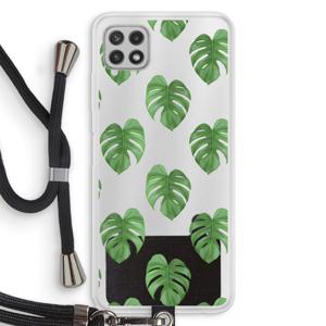 Monstera leaves: Samsung Galaxy A22 4G Transparant Hoesje met koord