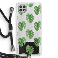 Monstera leaves: Samsung Galaxy A22 4G Transparant Hoesje met koord - thumbnail