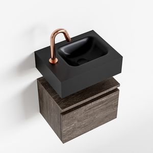 Toiletmeubel Mondiaz Andor | 40 cm | Meubelkleur Dark brown | Lex vrijhangend wastafel Urban Rechts | 1 kraangat