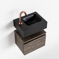 Toiletmeubel Mondiaz Andor | 40 cm | Meubelkleur Dark brown | Lex vrijhangend wastafel Urban Rechts | 1 kraangat