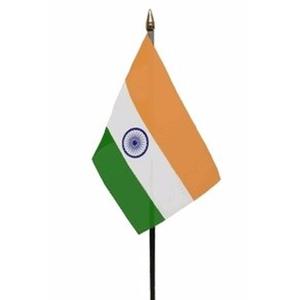 India - mini vlaggetje van 10 x 15 cm op stokje - Landen vlag - H27 cm