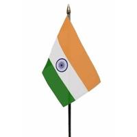 India - mini vlaggetje van 10 x 15 cm op stokje - Landen vlag - H27 cm - thumbnail