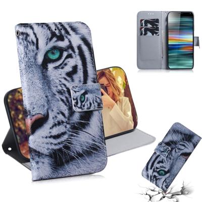 Tijger patroon gekleurde tekening horizontale Flip lederen case voor Sony Xperia 10 met houder & kaartsleuven & portemonnee