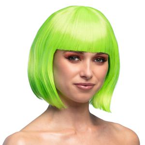 Verkleedpruik dames - neon groen - Cabaret/Hollywood/Diva - Carnaval - kort haar bobline