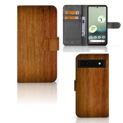 Google Pixel 6A | Book Style Case | Donker Hout | Portemonnee hoesje