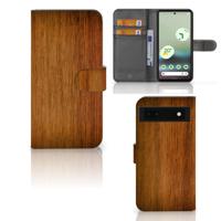 Google Pixel 6A | Book Style Case | Donker Hout | Portemonnee hoesje