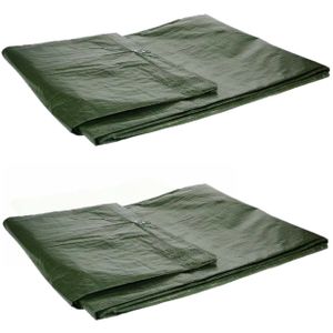 Set van 2x afdekzeilen/dekzeilen groen waterdicht kunststof 90 gr/m2 - 200 x 400 cm