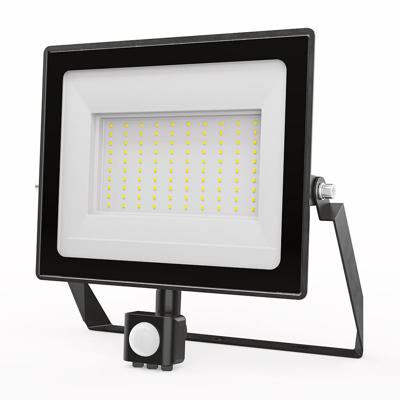 Stratos - LED Breedstraler met bewegingssensor - 100 Watt 8700 Lumen - 6500K Daglicht wit licht - IP65 Waterdicht - 15cm Kabel