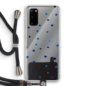 Blauwe stippen: Samsung Galaxy S20 Transparant Hoesje met koord