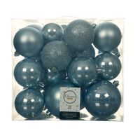Decoris Kerstballen - 26x st - lichtblauw - 6-8-10 cm - kunststof   -