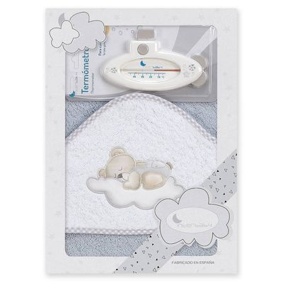 Interbaby Badaccessoires Cloud 100 Cm Katoen Grijs 2-delig