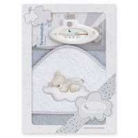 Interbaby Badaccessoires Cloud 100 Cm Katoen Grijs 2-delig - thumbnail