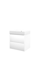 Proline polystone Loft wastafelonderkast met 2 lades en polystone wastafel met 1 kraangat 60 x 62 x 46 cm, mat wit / glanzend wit - thumbnail