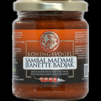 Koningsvogel Sambal Madame Jeanette Badjak 280 g bij Jumbo Koningsvogel Sambal Madame Jeanette Badjak 280 g bij Jumbo