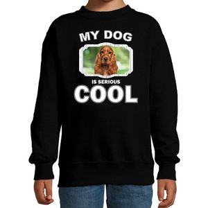 Spaniel honden trui / sweater my dog is serious cool zwart voor kinderen