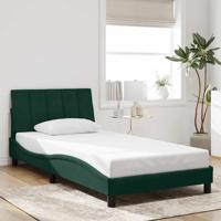 Bedframe zonder matras "Hanko" 100x200 cm fluweel donkergroen