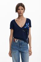 V-hals T-shirt vaas - BLUE - L