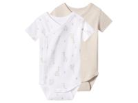 lupilu Set van 2 baby rompers (wit/beige, 86/92)