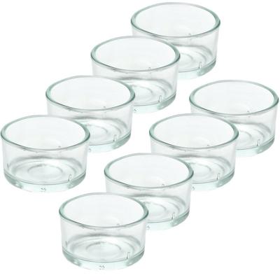 Trend Candles theelichthouder - 8x - glas - transparant - 4x3 cm - waxinelicht