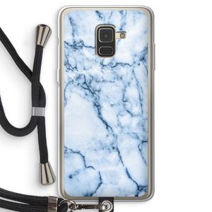 Blauw marmer: Samsung Galaxy A8 (2018) Transparant Hoesje met koord