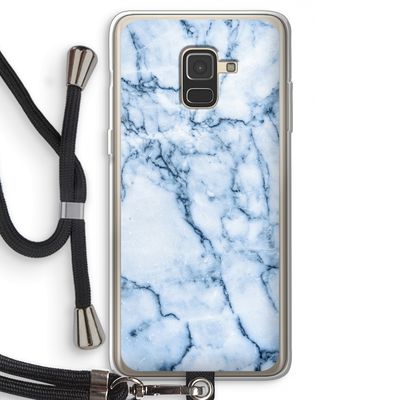 Blauw marmer: Samsung Galaxy A8 (2018) Transparant Hoesje met koord