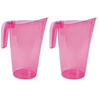 2x stuks waterkan/sapkan transparant/roze met inhoud 1.75 liter kunststof - thumbnail