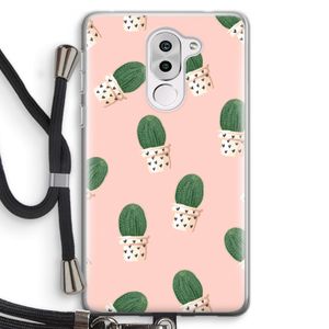 Cactusprint roze: Honor 6X Transparant Hoesje met koord