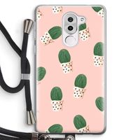 Cactusprint roze: Honor 6X Transparant Hoesje met koord