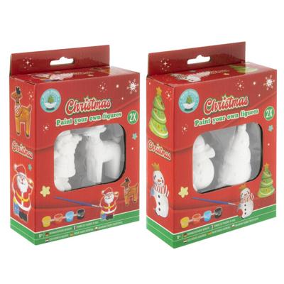 Grafix Kerst Gipsset 2 Figuren 7 cm Assorti