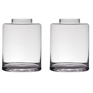 Set van 2x stuks transparante luxe vaas/vazen van glas 25 x 19 cm