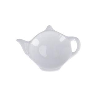 Theezakjeshouder theepot 12cm keramiek wit