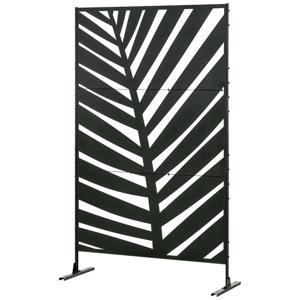 Outsunny Buitenscherm met gelakte stalen frame, Ontwerp: Palmblad Silhouet, 1,2 x 2 m, Zwart