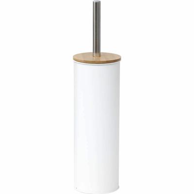 Tendance Toilet/badkamer toiletborstel met houder - Bamboo vibe - wit - D10 x H40 cm