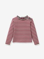 T-shirt matroos voor meisjes Liberty stof biologisch katoen CYRILLUS paars, bedrukt