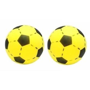 Softbal foam - 2x - voetbal print - geel - zacht - 20 cm - speelgoed ballen