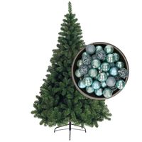 Bellatio Decorations kunst kerstboom 150 cm met kerstballen ijsblauw - thumbnail