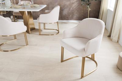 Armleuningen Stoel EXTRAVAGANCIA beige corduroy metaal geborsteld champagne goud - 46201