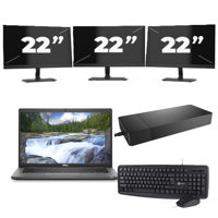 Dell Latitude 7330 - Intel Core i7-12e Generatie - 13 inch - 32GB RAM - 256GB SSD - Windows 11 Home + 3x 22 inch Monitor