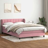 Boxspring met matras fluweel roze 140x220 cm