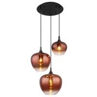 Globo Zwarte hanglampMaxy met rood glas Ø 48cm - 15548-3HG