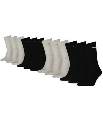 12-paar Crew sport sokken - Multipack sport sokken voor dames en heren - Zwart - Combi - Voordeelverpakking