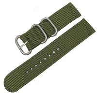 Wasbaar nylon canvas horlogeband band breedte: 24mm (leger groen met zilveren ring gesp)