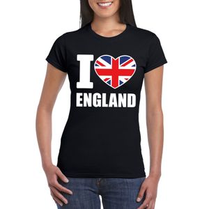 Zwart I love Engeland fan shirt dames