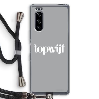 Topwijf Grijs Wit: Sony Xperia 5 Transparant Hoesje met koord