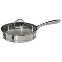 4goodz Dubbelwandige RVS Hapjespan met deksel 24 cm - Zilver