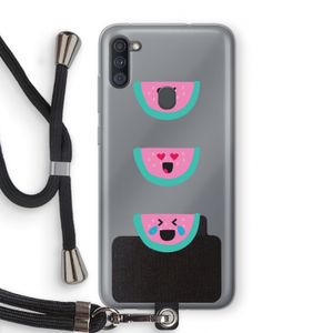 Smiley watermeloen: Samsung Galaxy A11 Transparant Hoesje met koord