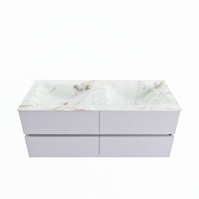 MONDIAZ VICA-DLUX 120cm badmeubel onderkast Cale 4 lades. Inbouw wastafel CLOUD dubbel zonder kraangat, kleur Frappe.