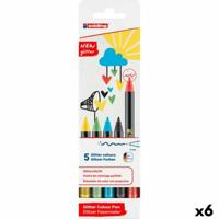 Set Viltstiften Edding New Glitter Multicolour 5 Onderdelen (6 Stuks)