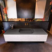 Badkamermeubelset Mondiaz Erin 150 cm met 1 Lade met RIDGE Wastafel Midden Dark grey Zonder Kraangaten Greeploos Mat Underlayment