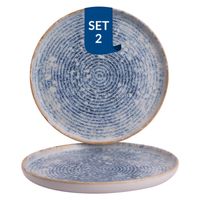 James Cooke Bord Azure Vintage 28 cm Blauw Wit Stoneware 2 stuks - thumbnail